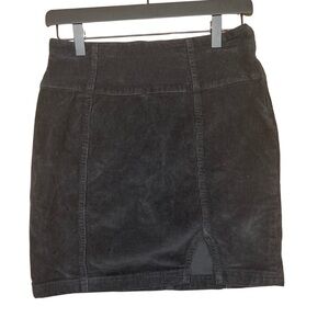 SO Corduroy Mini Skirt NWT Size 5 / 27 Black Front Slit High Waist